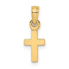 78075 14K YELLOW GOLD 3-D AND POLISHED MINI CROSS CHARM