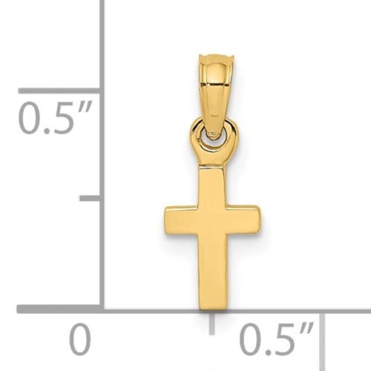 78075 14K YELLOW GOLD 3-D AND POLISHED MINI CROSS CHARM