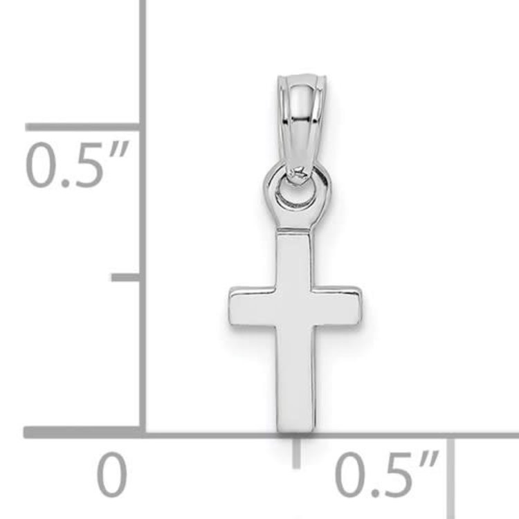 78076 14K WHITE GOLD 3-D AND POLISHED MINI CROSS CHARM