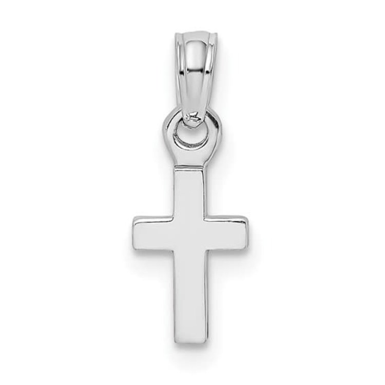78076 14K WHITE GOLD 3-D AND POLISHED MINI CROSS CHARM