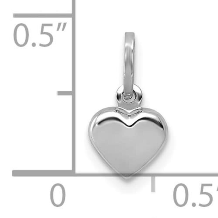 78078 14K WHITE GOLD POLISHED 3-D HEART CHARM