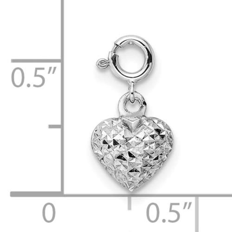 78082 14K WHITE GOLD DIAMOND-CUT HEART SPRING RING CHARM