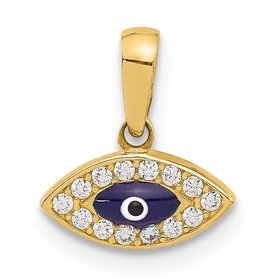 78083 14K  YELLOW GOLD POLISHED CUBIC ZIRCONIA AND EVIL EYE CHARM