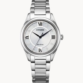 Citizen CITIZEN AREZZO SILVER DIAL WITH DIAMOND ACCENT LADIES ECO DRIVE WATCH