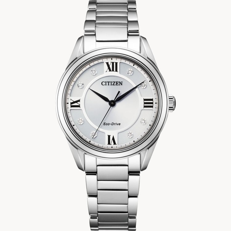 Citizen CITIZEN AREZZO SILVER DIAL WITH DIAMOND ACCENT LADIES ECO DRIVE WATCH