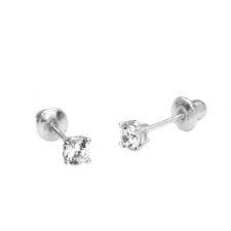 30791 14K WHITE GOLD 3MM CUBIC ZIRCONIA SCREWBACKS