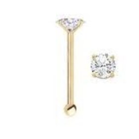 30831 14K YELLOW GOLD 1.5MM CUBIC ZIRCONIA NOSE RING POST