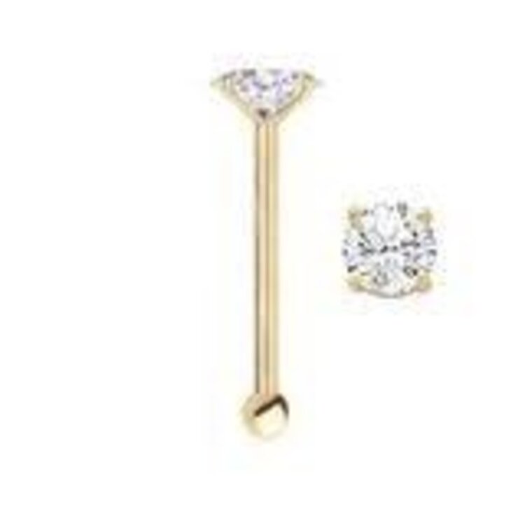 30832 14K YELLOW GOLD 2MM CUBIC ZIRCONIA NOSE RING POST