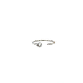 30155 14K WHITE GOLD CUBIC ZIRCONIA BEZEL SET  HOOP NOSE RING