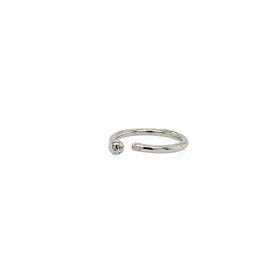 30829 14K WHITE GOLD OPEN HOOP NOSE RING WITH 1MM BALL ENDCAP