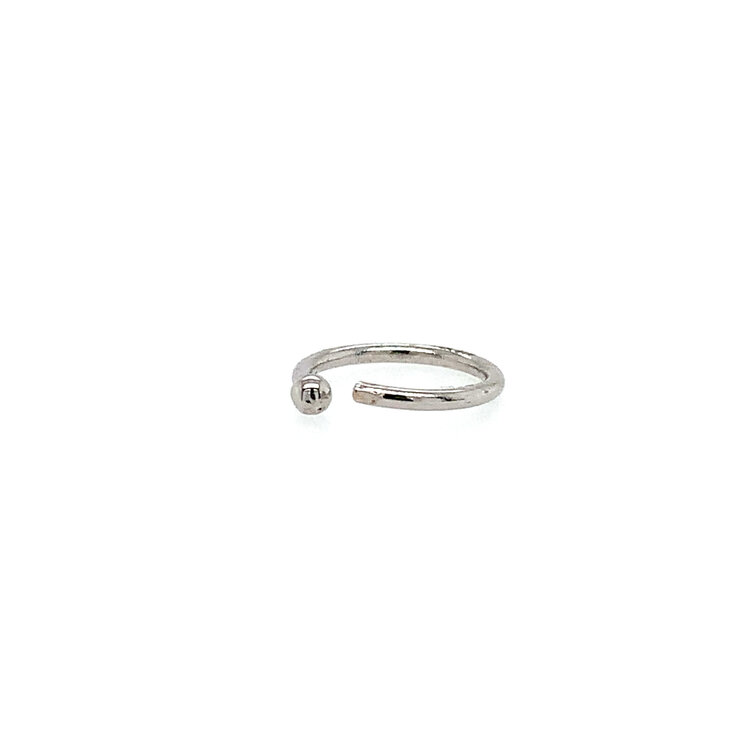 30829 14K WHITE GOLD OPEN HOOP NOSE RING WITH 1MM BALL ENDCAP