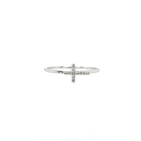 40222 10K WHITE GOLD .08TCW DIAMOND  SIDEWAY CROSS LADIES RING