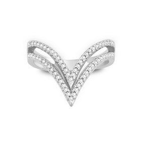 80669 STERLING SILVER OPEN CUBIC ZIRCONIA TRIANGLE RING