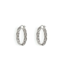 30837 14K WHITE GOLD HIGH POLISHED BRAIDED OBLONG HOOPS