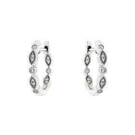 30850 14K WHITE GOLD .10CTW DIAMOND FILIGREE DESIGN SMALL HOOPS