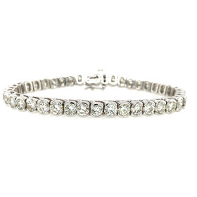 20208 14K WHITE GOLD 10CT I-G SI1/SI2 DIAMOND HALF BEZEL SET LADIES TENNIS BRACELET