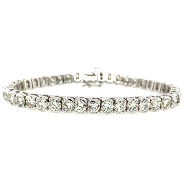 20208 14K WHITE GOLD 10CT I-G SI1/SI2 DIAMOND HALF BEZEL SET LADIES TENNIS BRACELET