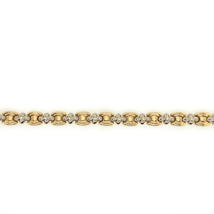 20210 14K TWO TONE HOURGLASS STAMPADO BRACELET
