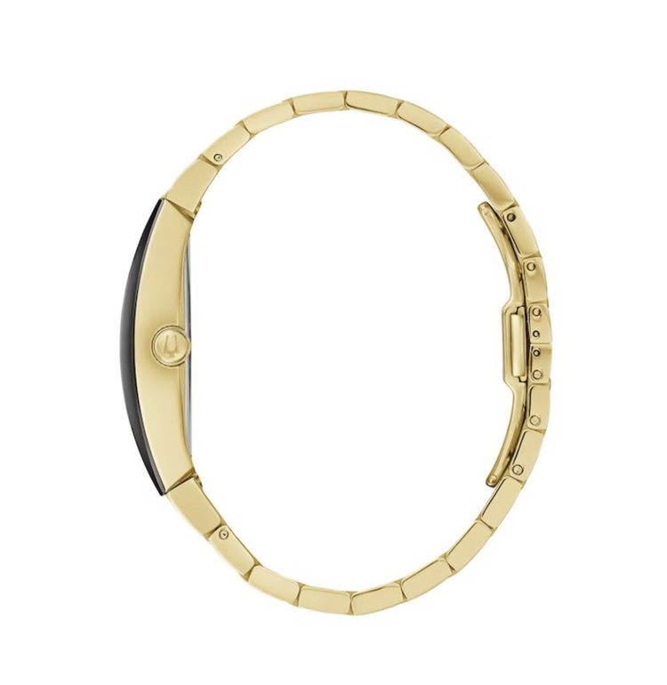 BULOVA CURVED GOLD BLACK DIAL MENS WATCH