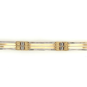 20214 14K 2 TONE GOLD ONYX STRIPE BARS BRACELET