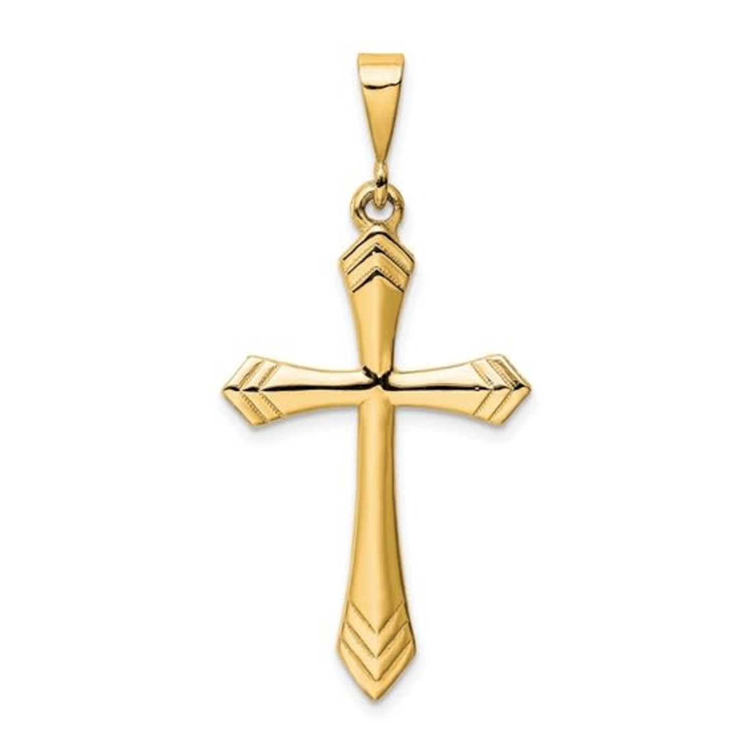77232 14K YELLOW GOLD POINTY EDGES WITH MULTIPLE LINE DESIGN HIGH