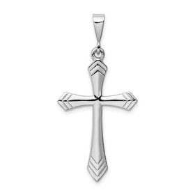77233 14K WHITE GOLD POINTY EDGES WITH MULTIPLE LINE DESIGN HIGH POLISH CROSS