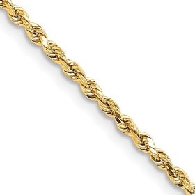 50980 14K YELLOW GOLD  22" 1.40MM DIAMOND CUT ROPE LINK CHAIN