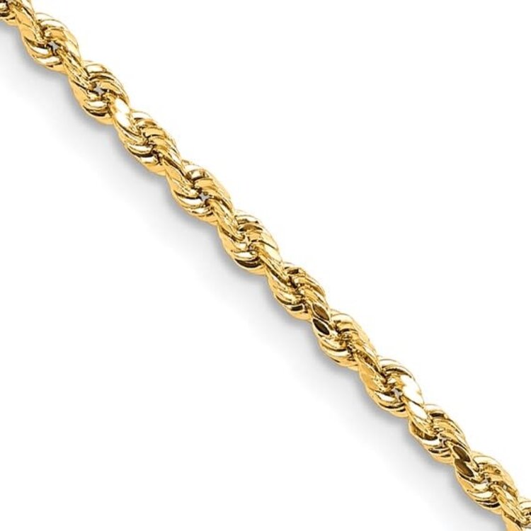 50980 14K YELLOW GOLD  22" 1.40MM DIAMOND CUT ROPE LINK CHAIN