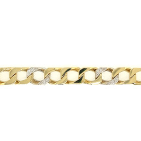 25024 14K TWO TONE DIAMOND 8.5” 11.50MM CURB LINK MEN’S BRACELET