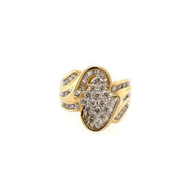 40241 10K YELLOW GOLD LARGE MARQUISE CLUSTER WITH TRIPLE SWIRL RING