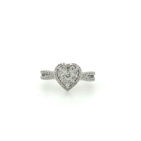 40233 10K WHITE GOLD .50TCW HEART RING WITH HALO AND SPLIT SHANK