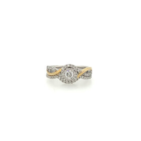 40240 TWO TONE .50TCW ROUND MIRACLE SET CENTER DIAMOND WITH INFINITY SHANK AND MATCHING DIAMOND CURVED BAND