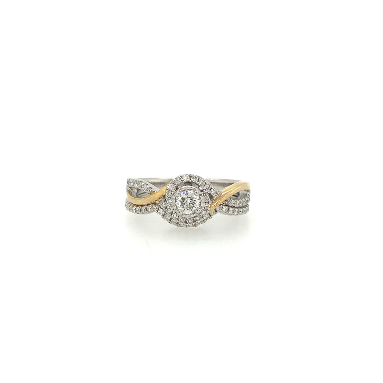 40240 TWO TONE .50TCW ROUND MIRACLE SET CENTER DIAMOND WITH INFINITY SHANK AND MATCHING DIAMOND CURVED BAND