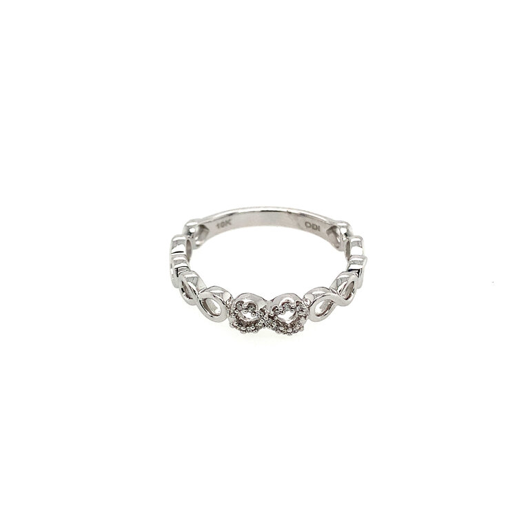 40278 10K WHITE GOLD .05TCW DIAMOND INFINITY STACKING LADIES RING
