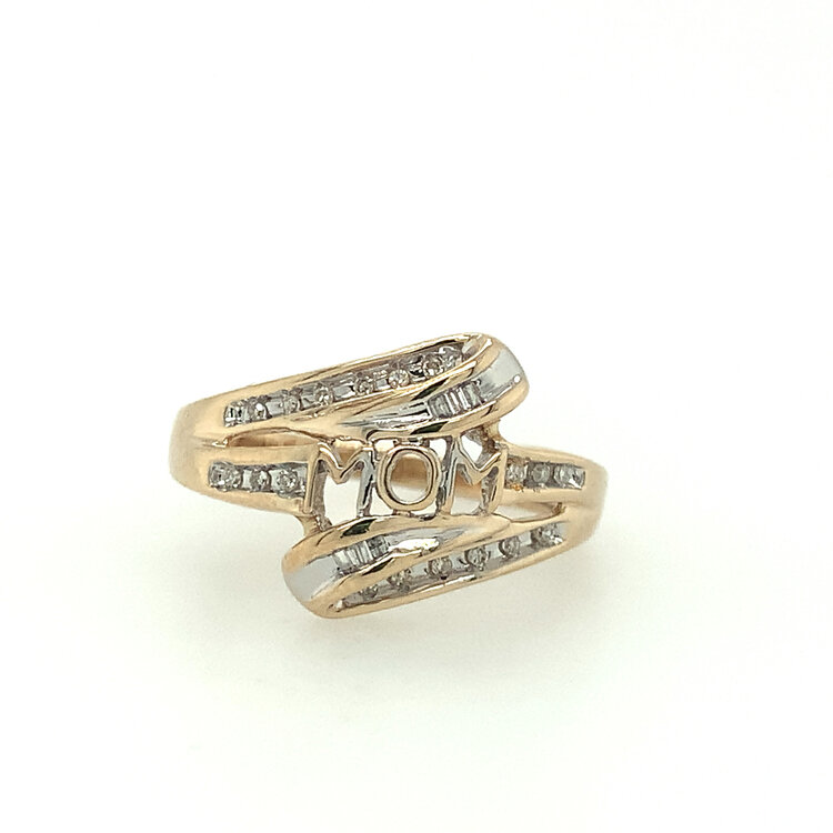 40277 10K YELLOW GOLD .10TCW DIAMOND MOM RING WITH OUTER DIAMOND SWIRLS RING