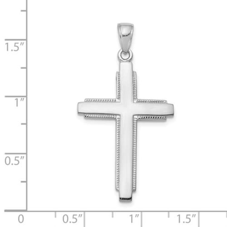 77243 14K WHITE GOLD HIGH POLISH CROSS WITH TEXTURED EDGES
