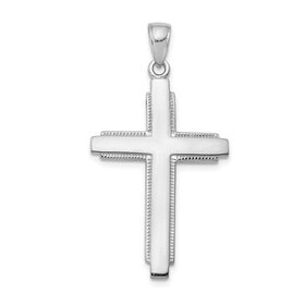 77243 14K WHITE GOLD HIGH POLISH CROSS WITH TEXTURED EDGES