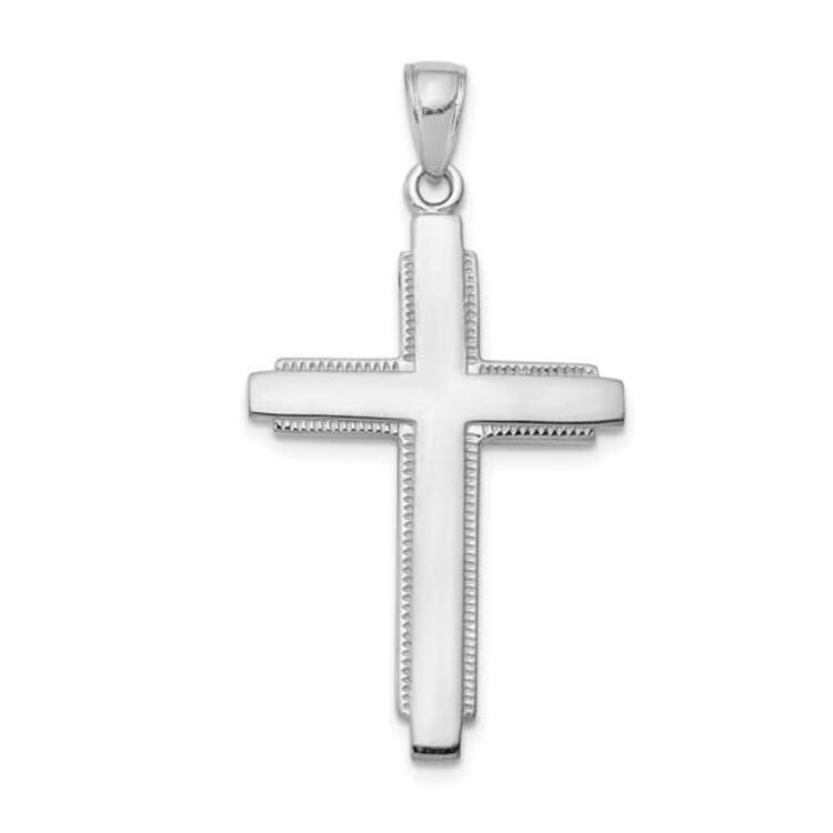 77243 14K WHITE GOLD HIGH POLISH CROSS WITH TEXTURED EDGES