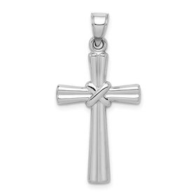 77235 14K WHITE GOLD 1" SATIN FINISH CENTER HIGH POLISH ROUND EDGES CRUCIFIX