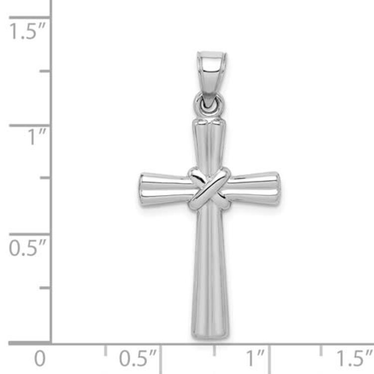77235 14K WHITE GOLD 1" SATIN FINISH CENTER HIGH POLISH ROUND EDGES CRUCIFIX