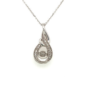70331 10K WHITE GOLD DANCING DIAMOND SWIRL PENDANT