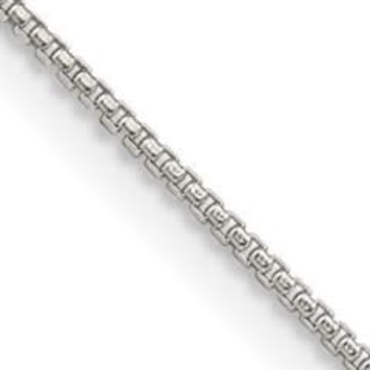 50251 14K WHITE GOLD 18” ROUNDED BOX LINK CHAIN