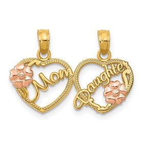 78088 14K TWO TONE HEART CUT OUT “MOTHER AND DAUGHTER “ CHARM PAIR