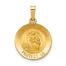77252 14K YELLOW GOLD 15MM HOLLOW OUR GUARDIAN ANGEL CHARM