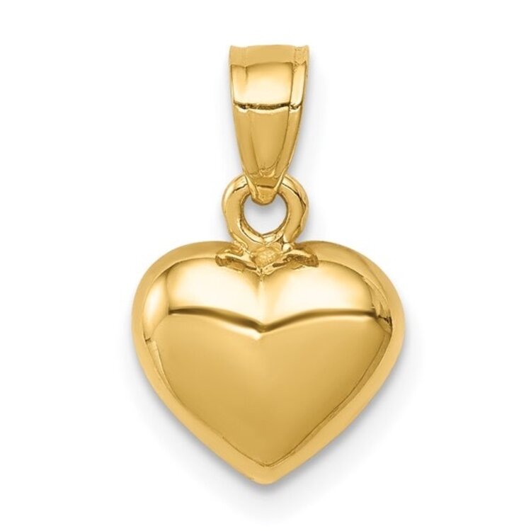 78093 14K YELLOW GOLD HIGH POLISH ONE SIDE HEART PENDANT CHARM