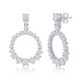 D-7585 Sterling Silver Open Circle Cubic Zirconia Earrings