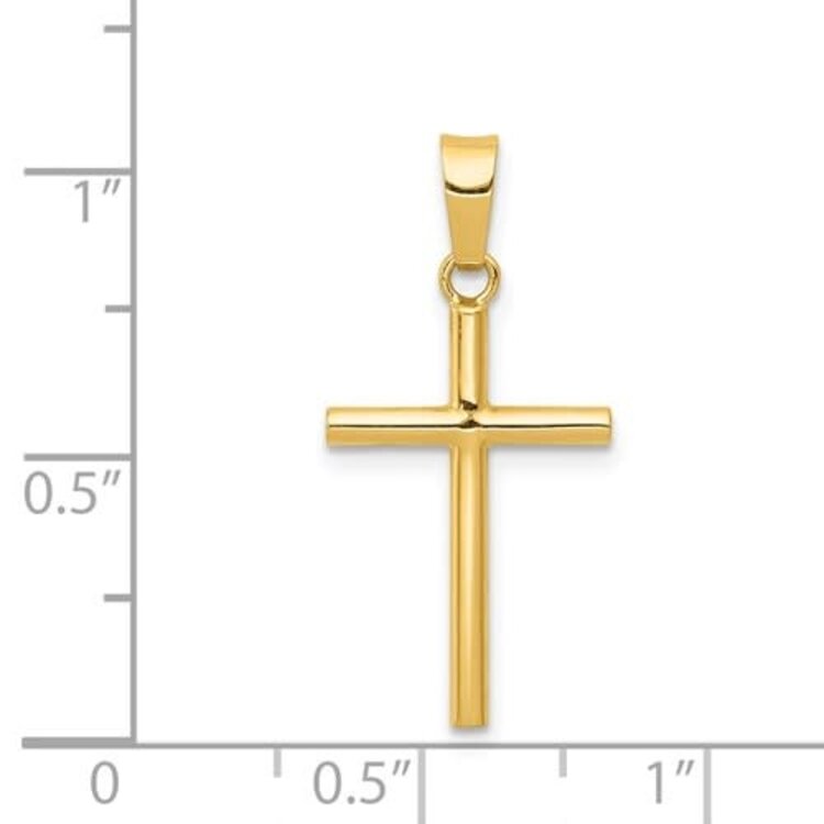 77254 14K YELLOW GOLD HIGH POLISH TUBE CROSS