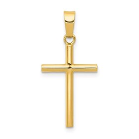 77254 14K YELLOW GOLD HIGH POLISH TUBE CROSS