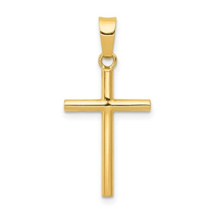 77254 14K YELLOW GOLD HIGH POLISH TUBE CROSS