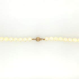 60086 14K YELLOW GOLD SPIRAL LOCK 17" CREAM COLORED FRESHWATER PEARL NECKLACE (6.5-7MM)